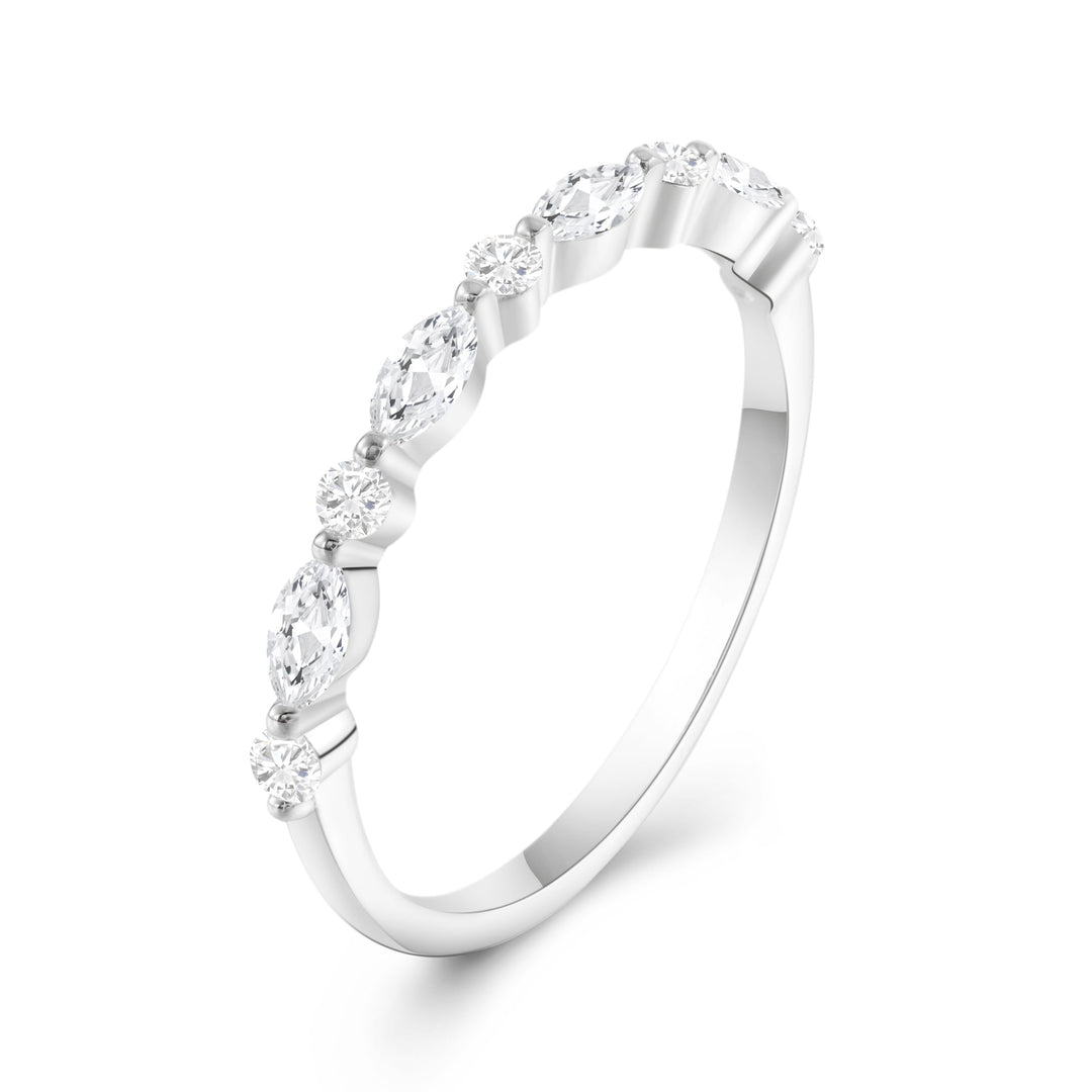 Half Eternity Multi Shape Pave Setting Wedding Ring