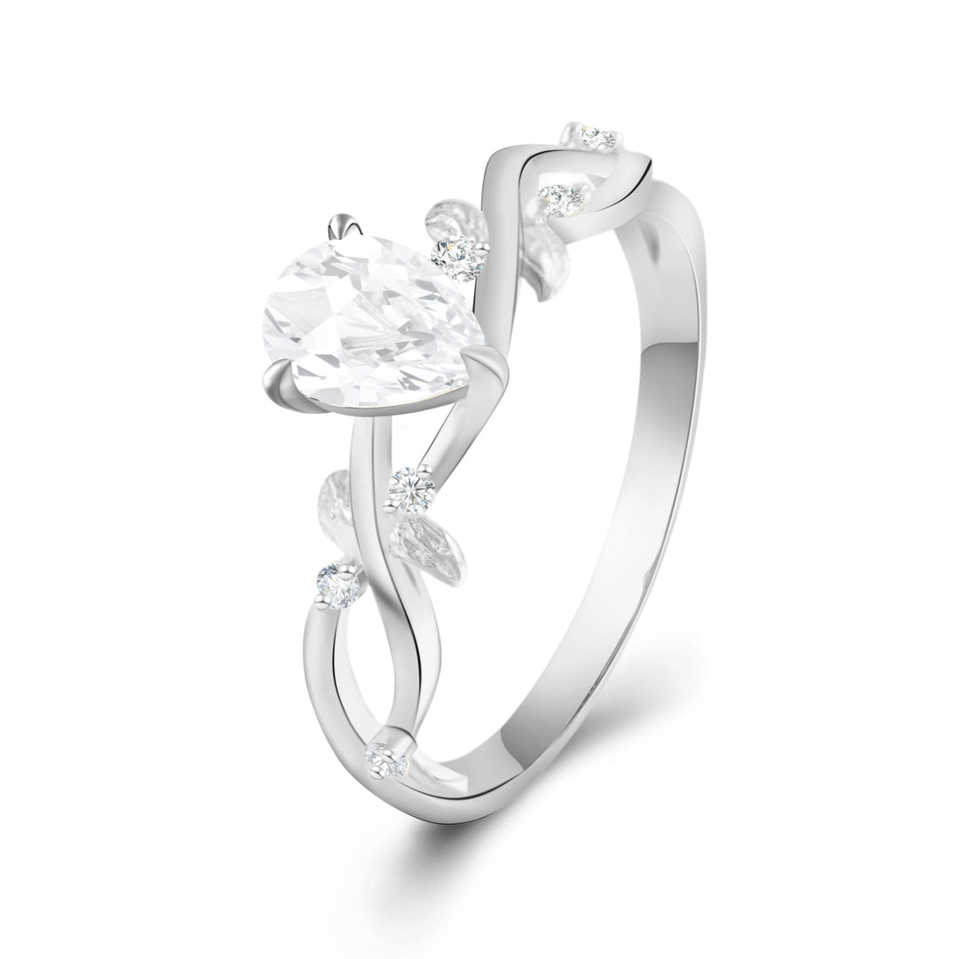 Nature Inspired Pear Cut Leaf Shape Engagement Ring