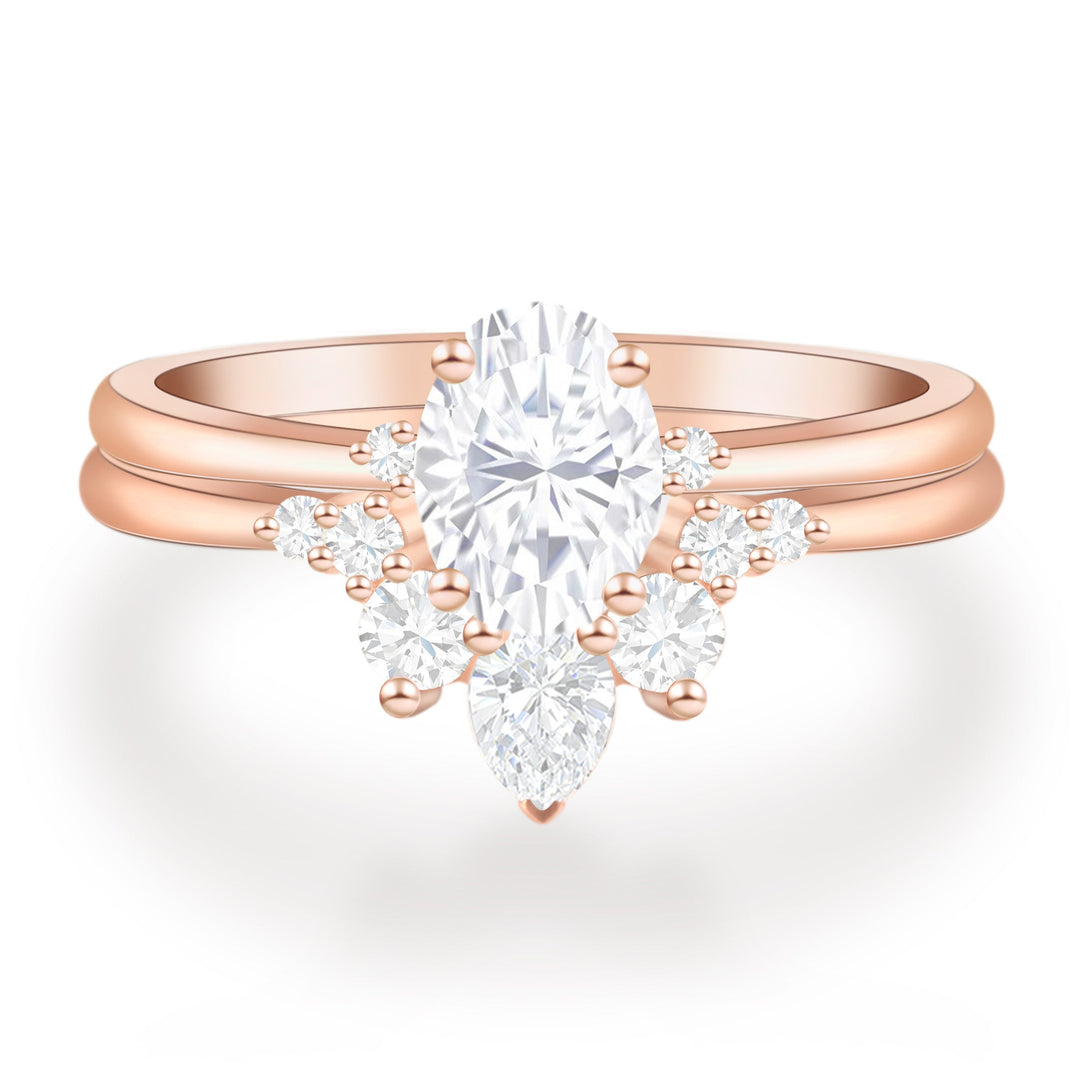 Delicate Oval Cut Engagement Ring Set