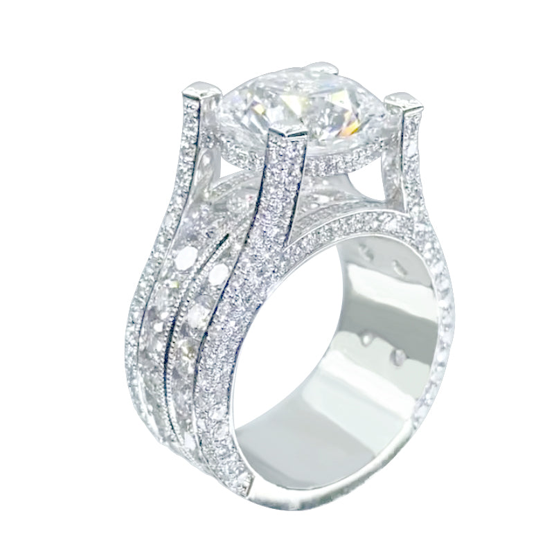 3 Carat High Cathedral Micropavé Engagement Rang