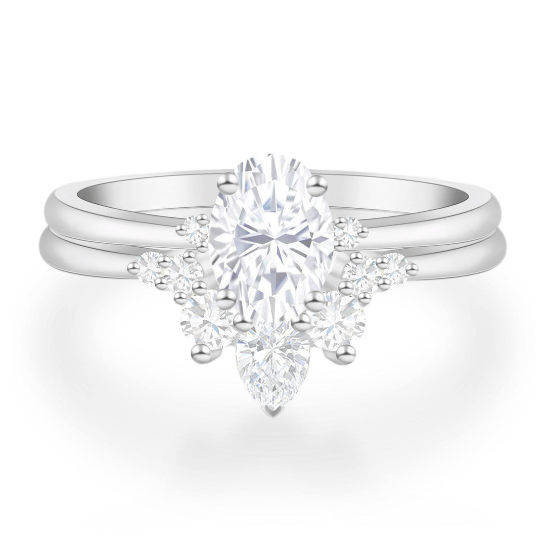 Delicate Oval Cut Engagement Ring Set