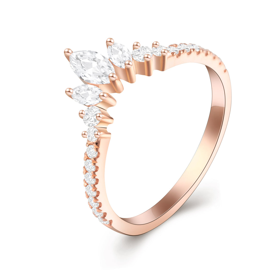 Curved Marquise Cut Wedding Ring