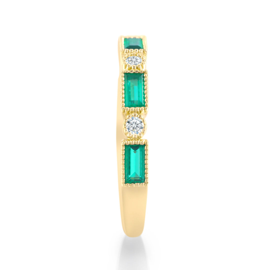 Delicate Emerald Pave Wedding Ring