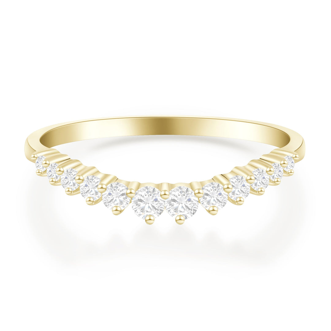 Delicate Curved Round Cut Pave Setting Wedding Ring