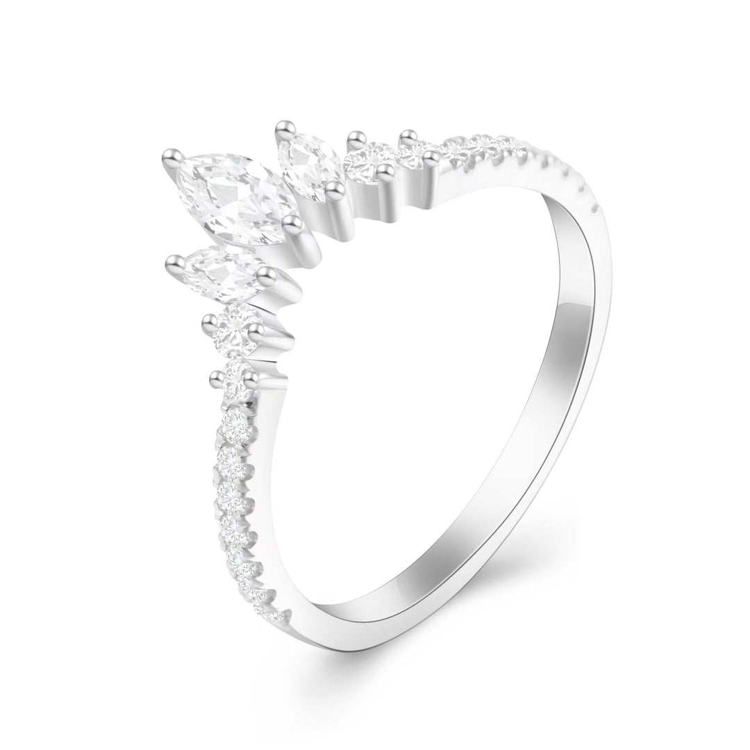 Curved Marquise Cut Wedding Ring