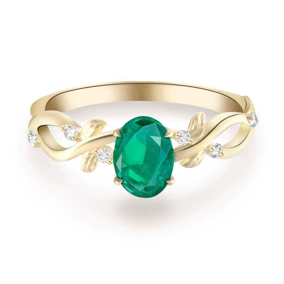 Oval Cut  Emerald Engagement Ring