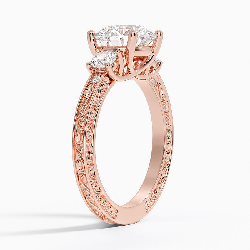 Three Stone Trellis Diamond Engagement Ring