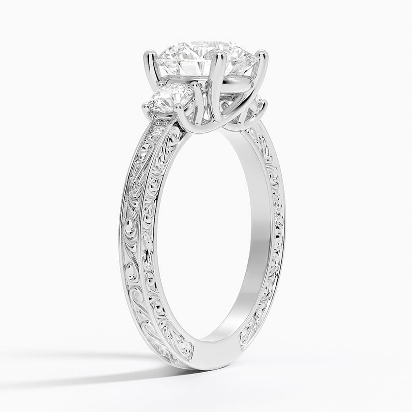 Three Stone Trellis Diamond Engagement Ring