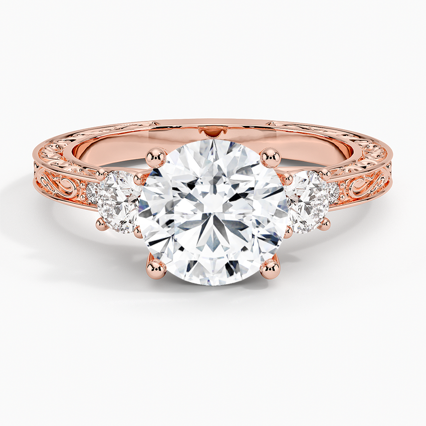 Three Stone Trellis Diamond Engagement Ring