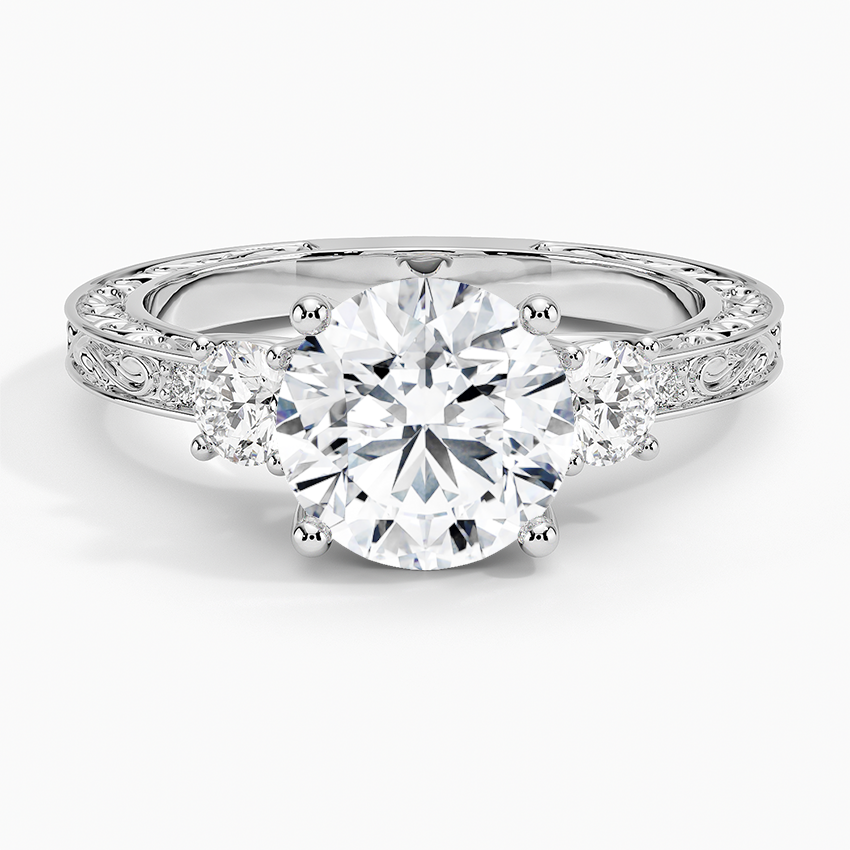 Three Stone Trellis Diamond Engagement Ring