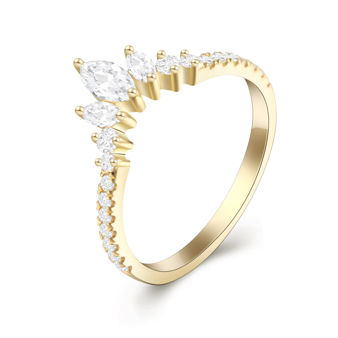 Curved Marquise Cut Wedding Ring