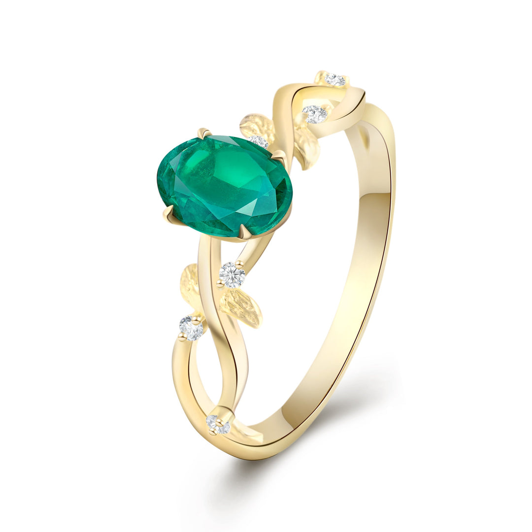 Oval Cut  Emerald Engagement Ring