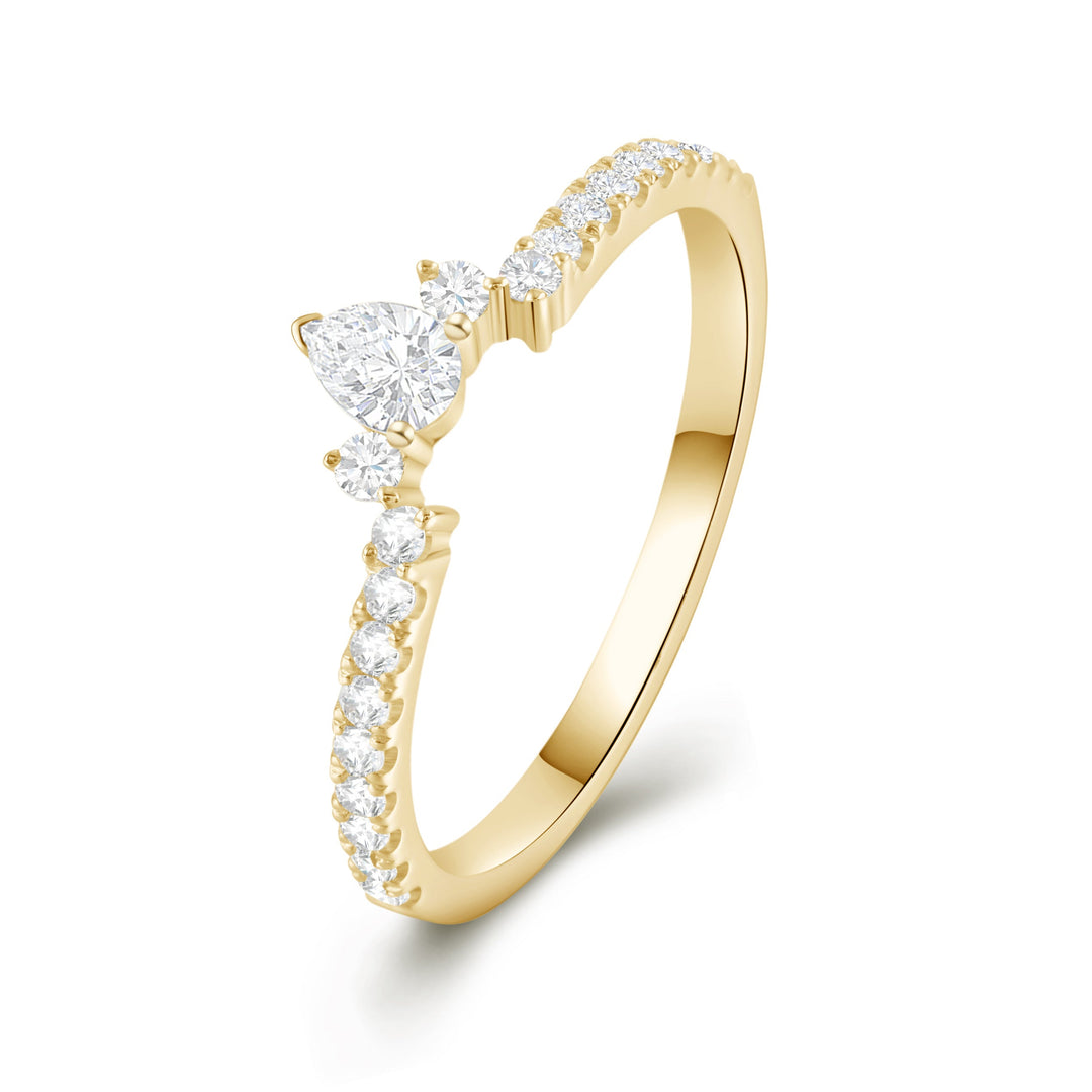 Pear Cut Pave Setting Wedding Ring