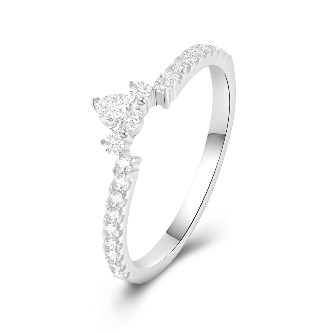 Pear Cut Pave Setting Wedding Ring