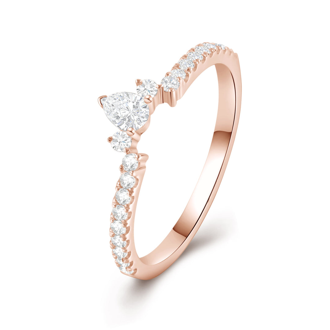 Pear Cut Pave Setting Wedding Ring