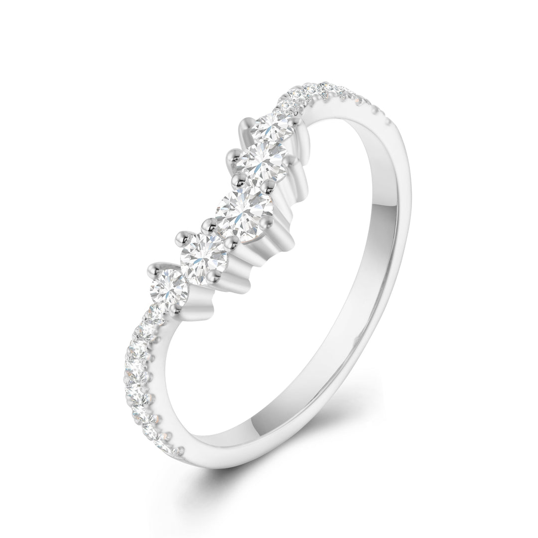 Chevron Half Eternity Pave Setting Wedding Ring